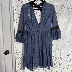 Free People Elegant Blue Lace Dress